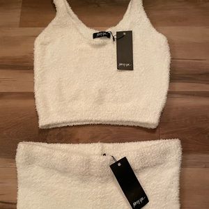 2 Piece Chenille Lounge Set (white)